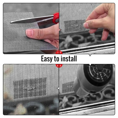 Window Screen Repair Patch, 10 Patches, 4"x 4"(10cm x 10cm), Black, 3-Layer Strong Adhesive Window Screen Mesh Tape, Repair Kit for Window and Door Screen Tears Holes