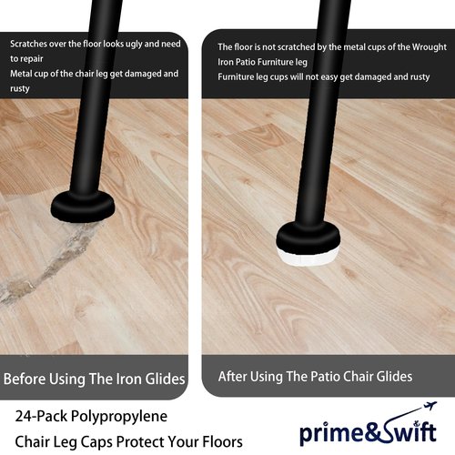 24 Pack of 1-1/2" Wrought Iron Patio Furniture Feet Glides Cups by prime&swift Furniture Legs and Tables Easy to Install