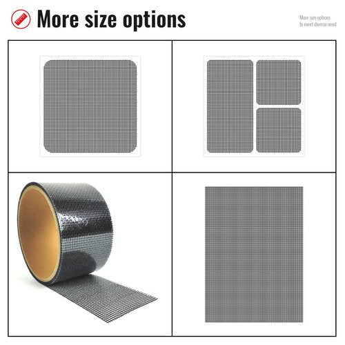 Window Screen Repair Patch, 10 Patches, 4"x 4"(10cm x 10cm), Black, 3-Layer Strong Adhesive Window Screen Mesh Tape, Repair Kit for Window and Door Screen Tears Holes