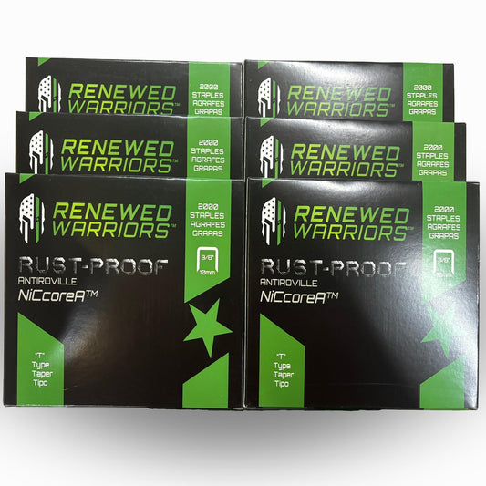 NiCcoreA Rustproof Staples T50 (3/8" Leg; 3/8" Crown) Outperforms Stainless Steel Staples 1/2 Marine; T/50 Type T-50 Staple - Compare to Monel (SIX 2000 Packs - 12000)
