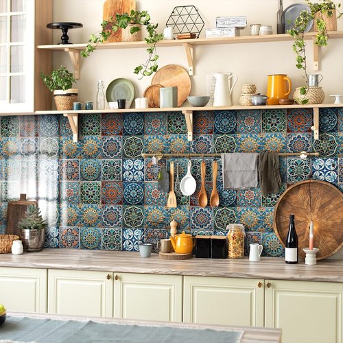ViibXfans 6x6 Tile Decor,Peel and Stick Wall Decals,Waterproof Tiles Stick on Backsplash for Kitchen,Bathroom,Cabinets(12 Sheets)