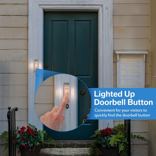 Enhon 1 Pack Metal Doorbell Push Button, Heavy Duty Metal Door Bell Button, Garage Doorbell with Warm LED Light Compatible with Wire Doorbell Chimes, Transformer, Ringers, Buzzers (Stylish Style)