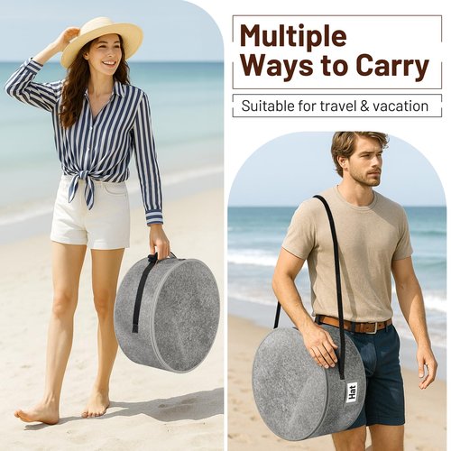 SLEEPING LAMB Cowboy Hat Box for Travel and Storage, Collapsible Cap Organizer Case with Handles & Shoulder Strap for Men Carry Cap Bag, Soft and Large Hat Box for Women Storage for Closet, Grey