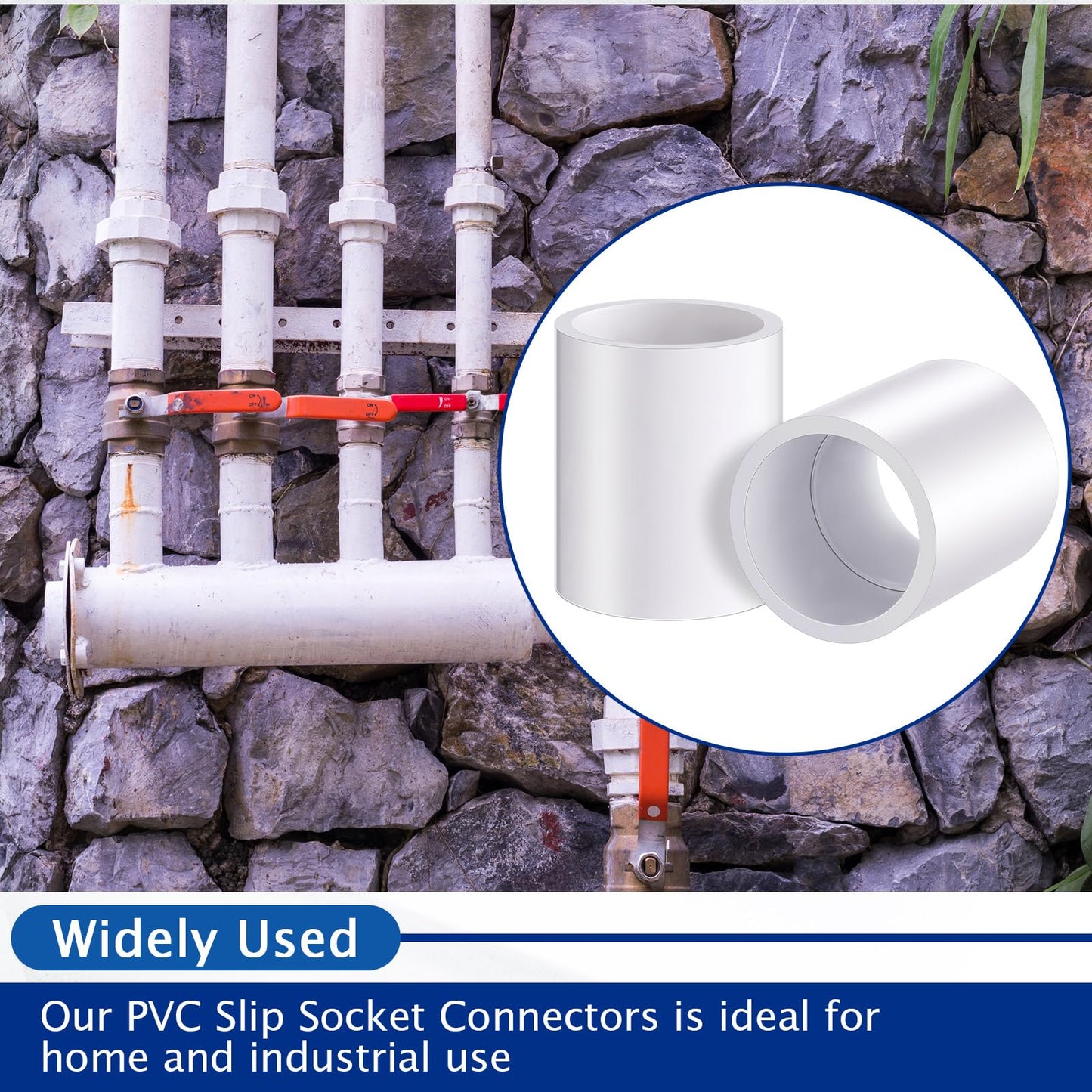 Frienda 30 Pack 3/4'' White PVC Pipe Coupling Adapter Pipe Fittings Schedule 40 Heavy Duty Slip Socket Connectors for Plumbing Irrigation Pool Garden