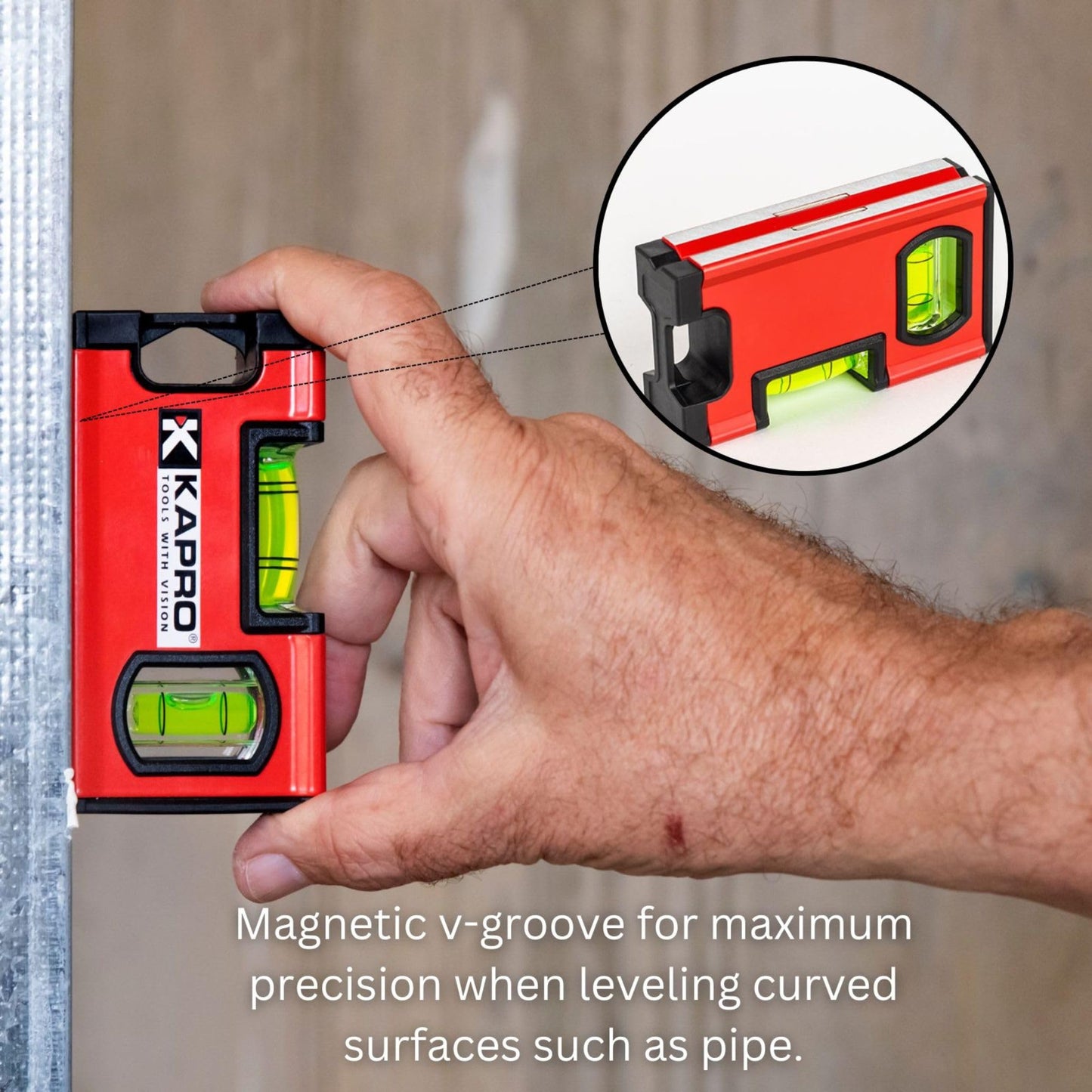 Kapro - 771M TWIN Magnetic Heavy Duty Toolbox Level - For Leveling and Measuring - Features V-Groove and Magnet Base - VPA Certified - 4 Inch