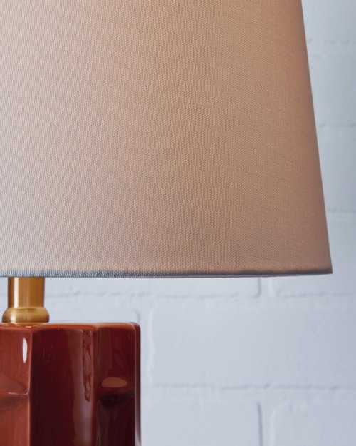 Signature Design by Ashley Jacemour Contemporary Ceramic Table Lamp Set with 3-Way Switch, Set of 2, Dark Brown & White