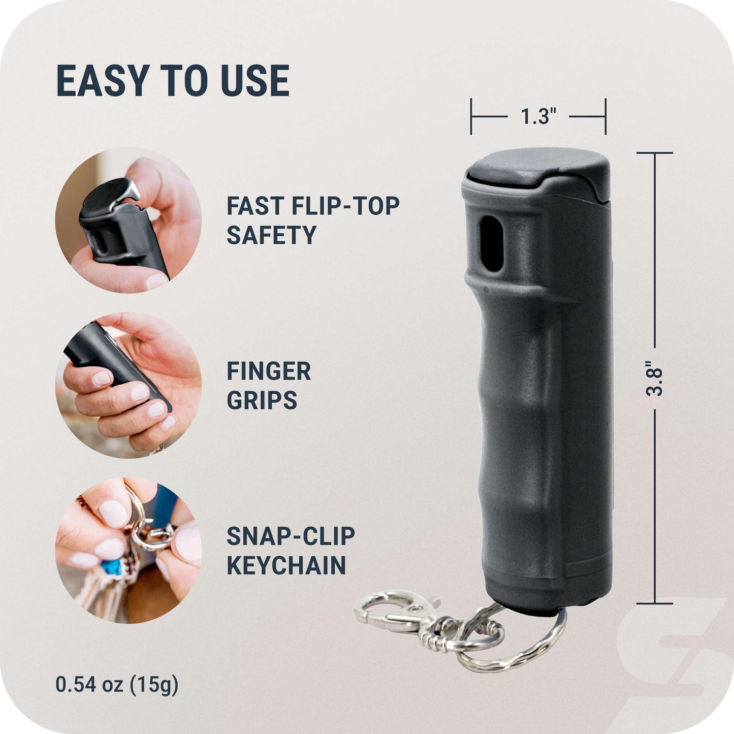 SABRE Pepper Spray with Fast Flip Top Safety & Snap‑Clip Keychain for Self Defense - Maximum Police Strength OC with UV Marking Dye, Finger Grip, 10‑Sec. Spray, 14-ft Range, Made in USA, 0.54 fl oz