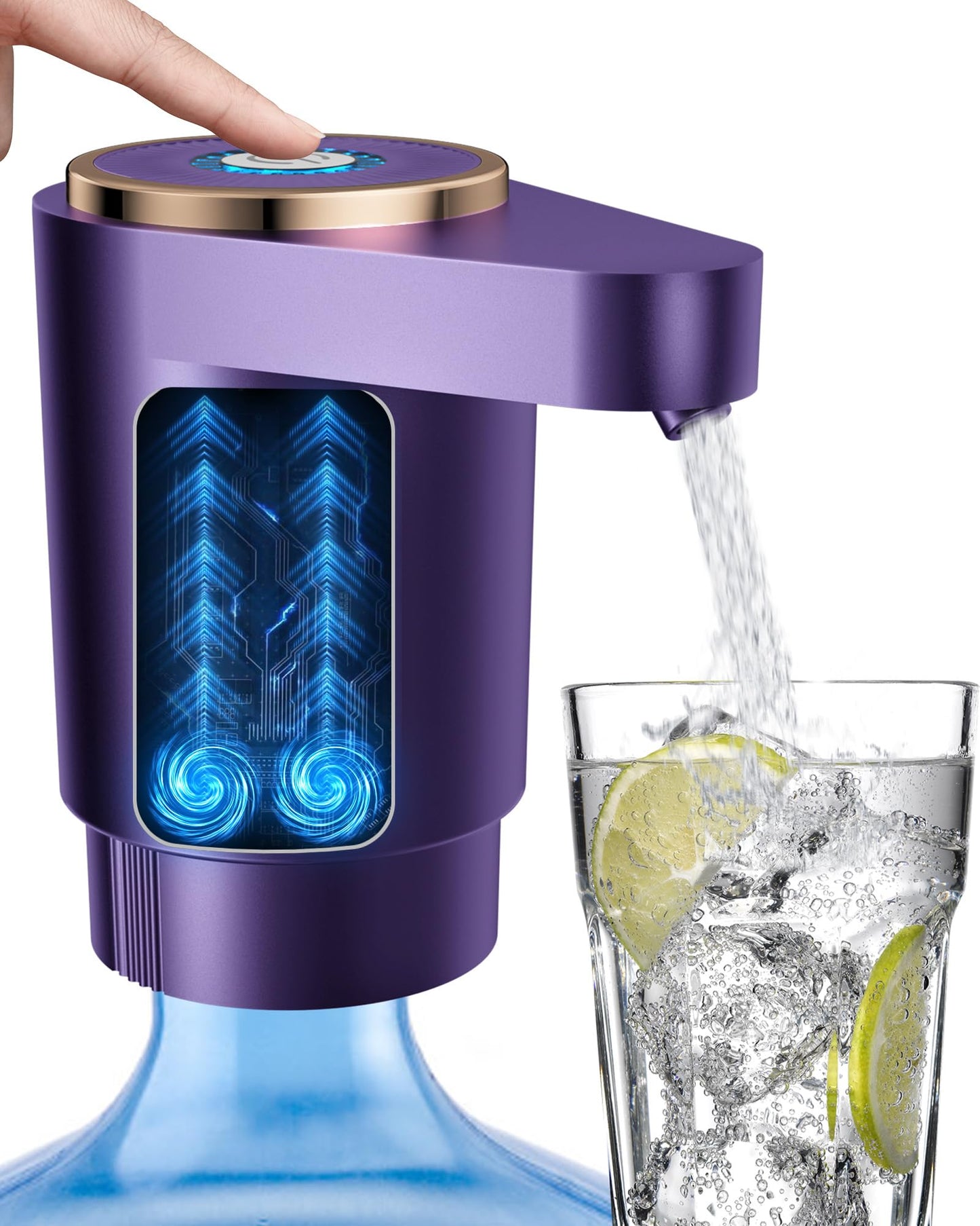 Cozycharm Water Jug Pump for 5 Gallon Bottle – Portable Electric USB-C Charging Dispenser, Dual Powerful Motors, Fast Flow, Fits 2-5 Gallon Jugs – Ideal for Home, Office, Camping, RV, Dark Purple