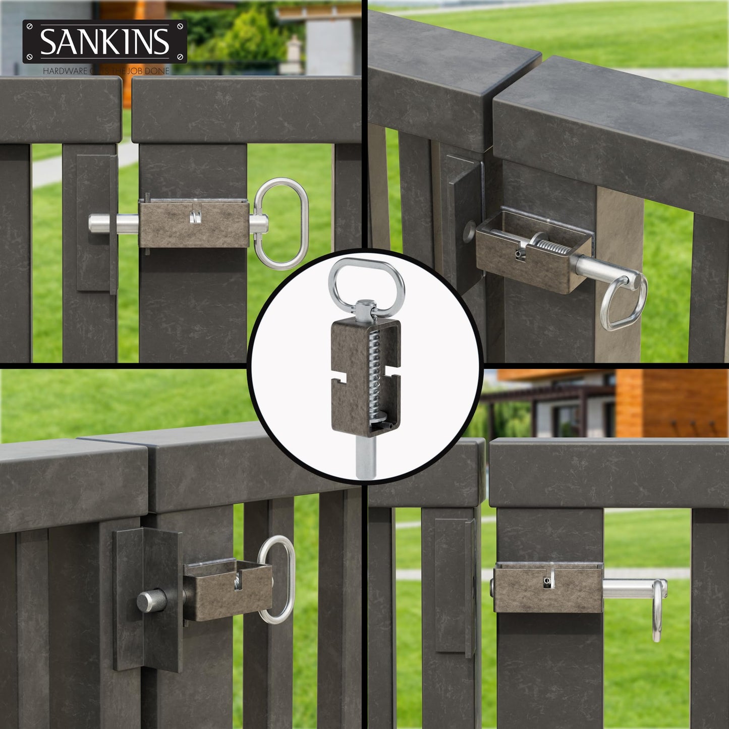 SANKINS 5-1/8'' Trailer Gate Latch, Weld-On Spring Latch Lock, Heavy-Duty Trailer Latch with Plain Tube, Spring Loaded Latch for Utility Trailer Gate, Pack of 2