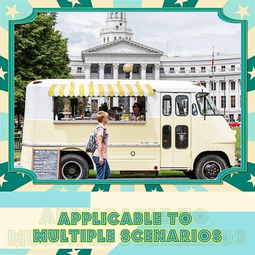 Boao 4 Pack Circus Awning Decoration 3D Stripe Cardboard Awning Carnival Wall Decor Circus Party Favors for Lemonade Stand Bakery Ice Cream Truck Bulletin Board Decor(Yellow and White)