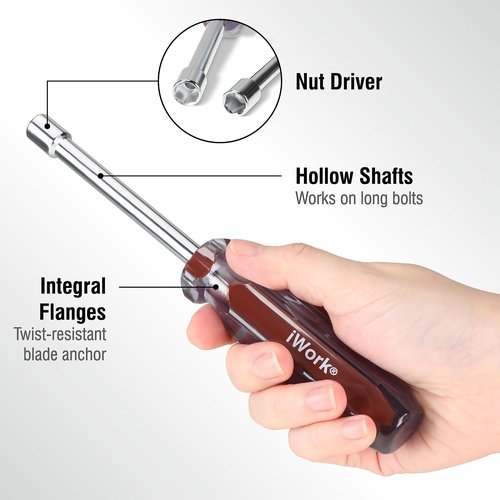 Olympia Tools SAE Nut Driver Set 86-513, 7-Piece Color Handle