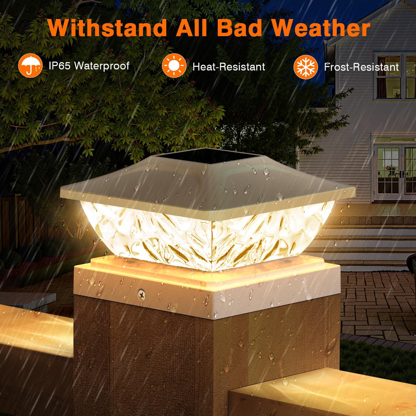 ENSLI 12 Pack Solar Post Cap Lights, 2 Modes Bright Solar Post Lights Outdoor Waterproof, Outdoor Post Lights Solar Powered Deck Lights for 4x4 4.5x4.5 5x5 Posts for Garden Decor