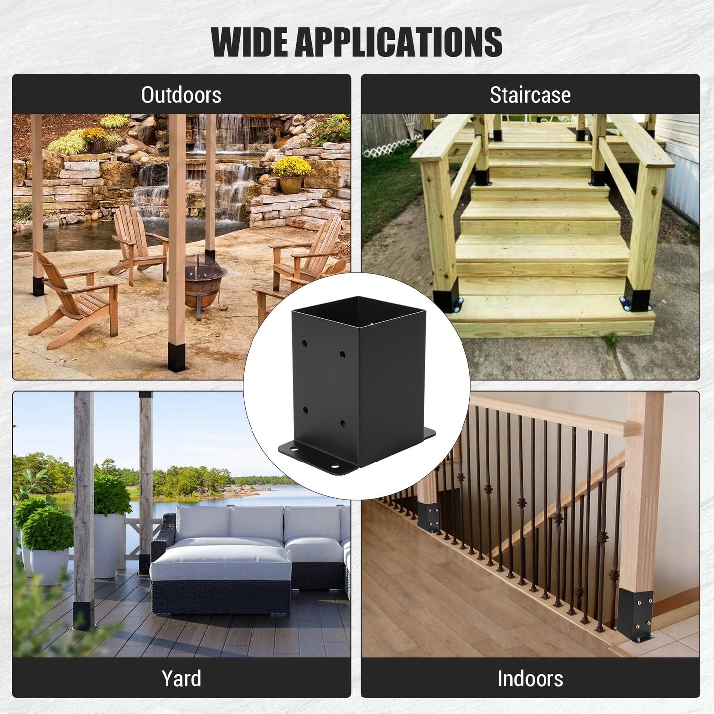 4x4 Metal Post Base,10 Pack 4x4 Post Base for Deck - Heavy Duty Steel Brackets with Hardware Kit | Powder-Coated Rust-Resistant Post Anchors (Fits 3.5"x3.5" Lumber) | Fence, Pergola, Gazebo Mount