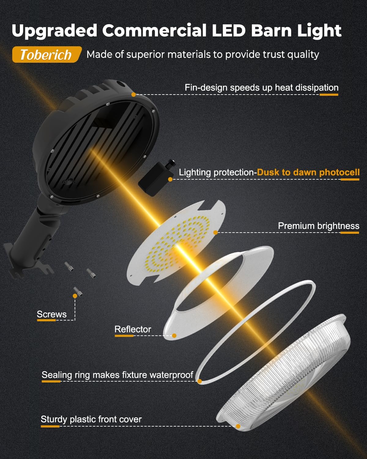 LED Barn Light, 150W 20000LM Yard Area Lights Dusk to Dawn Outdoor Lighting with Photocell 6500K Adjustable Angle Daylight IP66 Waterproof Street Lights for Security/Farmhouse/Garage