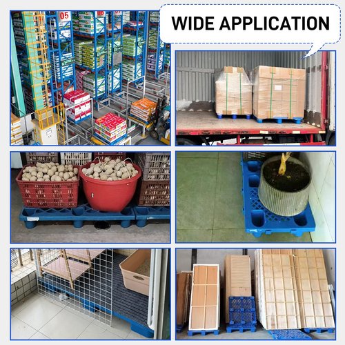 Kerty Nestable Plastic Pallets 4Pcs, 19.7'' L X 11.8'' W X 3.9'' H Lightweight Pallet with Breathable Grid, Moisture Proof Floor Pallets for Kitchen Supermarket Restaurant Warehouse Basement Storage