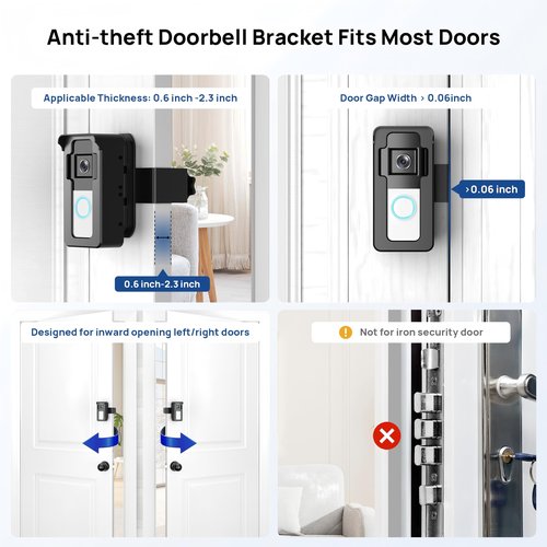 Ring Doorbell Mount No Drill: Blink DoorBell Camera Adjustable Angle Holder - Anti Theft Video Door Bell Mounting Bracket Door Security Apartment Essentials