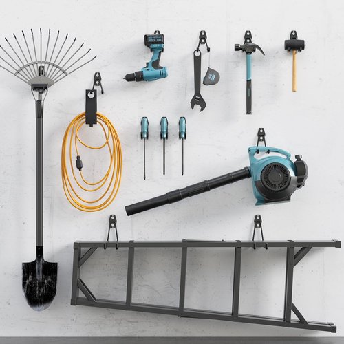BONTEC Heavy Duty Garage Hooks, Anti-Slip Coated Black Steel with Strong Load Capacity, Multi-Sized U and J Hooks, Easy Wall Mount for Garage, Garden, Workshop (Black, 14 Pack)