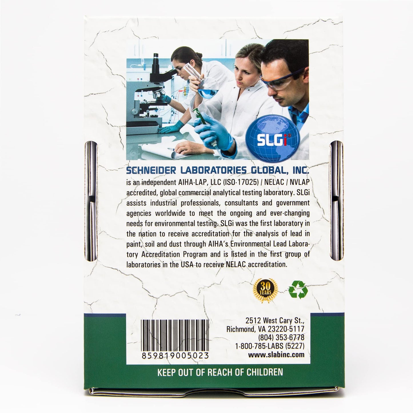 Lead Test Kit in Paint, Dust, or Soil 5PK (5 Bus. Days) Schneider Labs