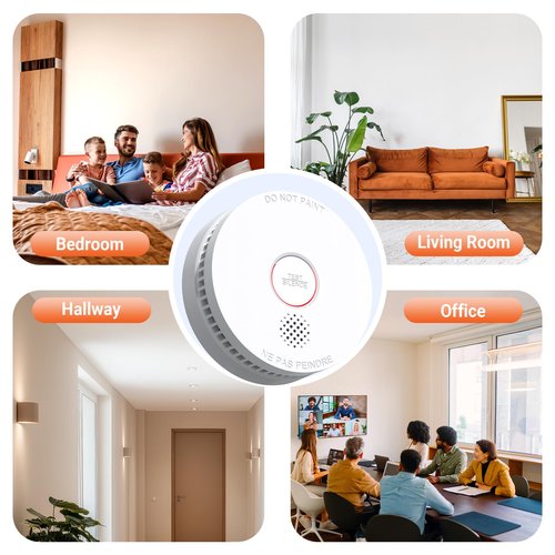 Jemay Smoke Detector Fire Alarms 9V Battery Operated with Photoelectric Sensor, Smoke Alarms Easy to Install, 1 Pack