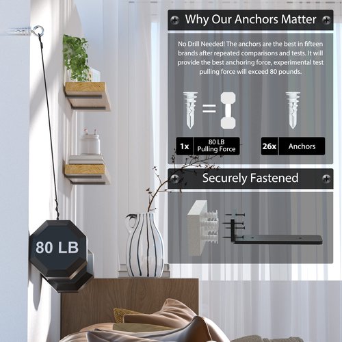 6 Pack Floating Shelf Bracket 6 Inch, Heavy Duty Hidden L Brackets, DIY Rustic Industrial Shelf Brackets with Modern Iron Finish(Black)