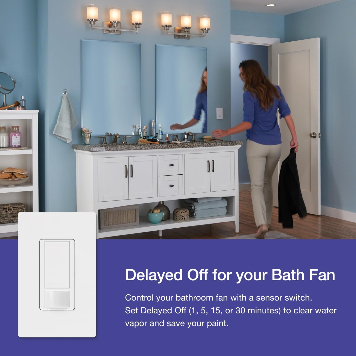 Lutron Maestro Motion Sensor Light Switch Indoor for Bathroom, Garage, Laundry Room, Any Bulbs, Occupancy Vacancy Sensor, Single-Pole, MS-OPS2H-2-WH, White (2 Pack)