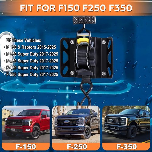 2PCS Retractable Ratchet Straps for 2015-2025 Ford F150 & Raptor, 10 Ft Super Duty Truck Self Retracting Tie Down Anchor Auto Ratchet Straps Replacement for F-150/F250/F350/F450/F550 Bed Accessories