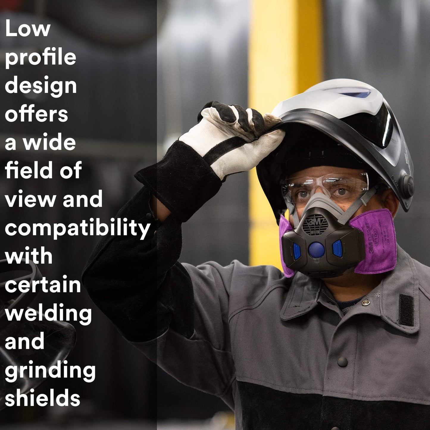 3M Respirator, Secure Click Half Face Reusable Respirator with Speaking Diaphragm and Push Button Seal Check, HF-803SD, Sweeping, Sanding, Grinding, Sawing, Dust, Large