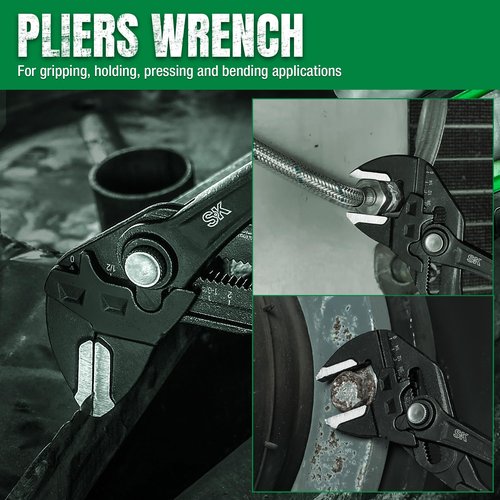 SK 10-Inch Pliers Wrench, Premium CR-V Construction, Smooth Parallel Jaws with Comfortable Grips