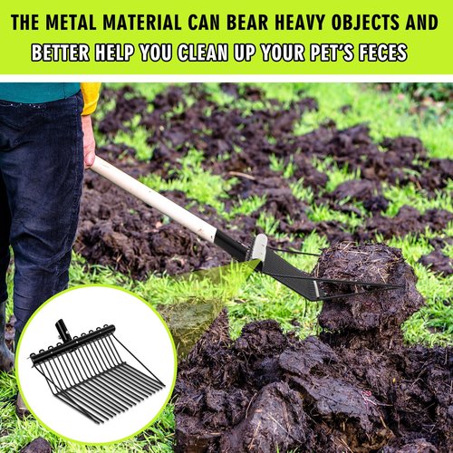 Tandefio 2 Pcs Metal Fork Head Manure Pitch Fork Replacement Head Horse Rake Bulk with Angled Tines for Horse Stall Picking up Manure Garden Animal Husbandry (Black)