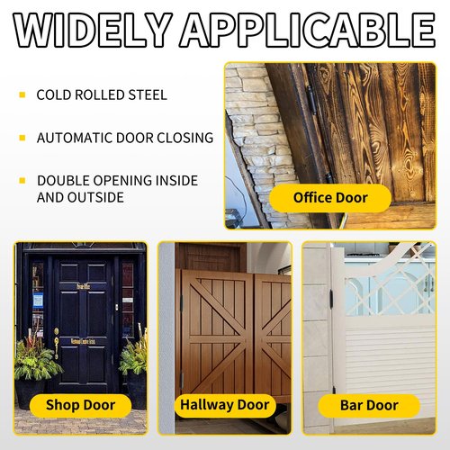 DTRUCTIEW 6" Double Action Spring Hinges, 4 Pack Self Closing Door Hinges for Indoor/Outdoor Saloon Cafe Pub Swinging Doors, Cold Rolled Steel, Including Pins and Screws