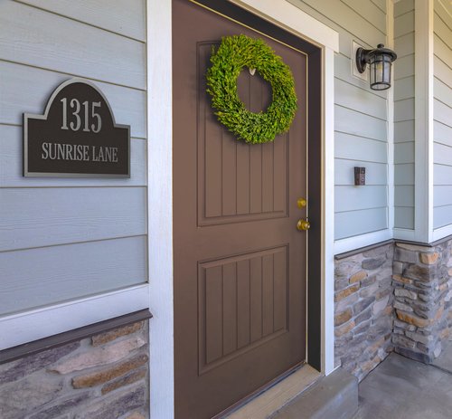 Personalized Aluminum Home Address Plaque - Arch Design