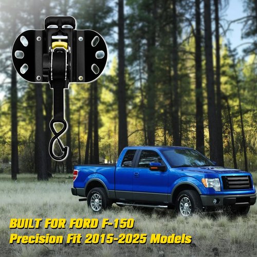 2PCS Retractable Ratchet Straps Compatible with Ford F-150 2015-2025, 10 Ft Retractable Truck Bed Ratchet Straps with Box Link Plates & Reinforced Bracket, for Ford F-250/350/450/550 2017-2025