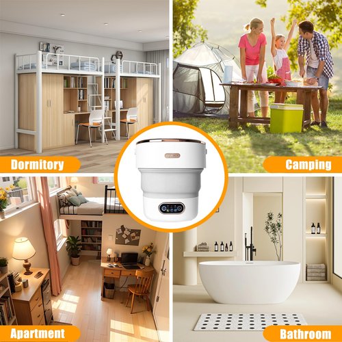 Portable Washing Machine,15L Collapsible Mini Washer with 3 Cleaning Modes Drain Basket Small Foldable Laundry Machine for Travel Camping Dorms RVs Apartments Baby Clothes Underwear Socks Delicates