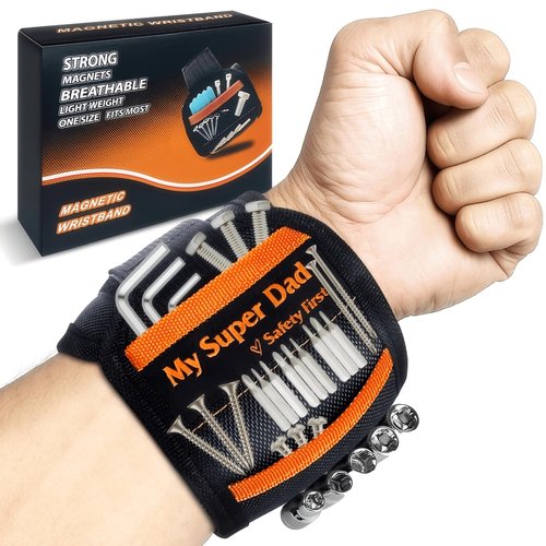 Fathers Day Unique Dad Gifts from Daughter Son, MY SUPER DAD Magnetic Wristband Tool Gifts for Dad, Dad Birthday Gift, Best Dad Gifts, Gifts for Dad Who Wants Nothing, Ideal Fathes Day Presents