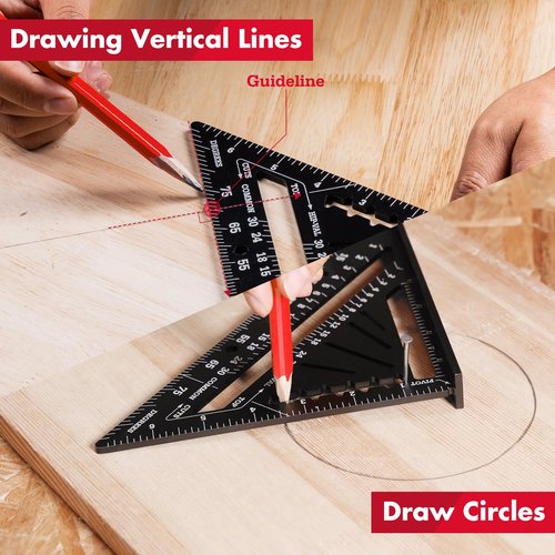 Arrow Aluminum Alloy Carpenter Square, 7-Inch Rafter Square Layout Tool, Woodworking Triangle Ruler for Carpentry and Craftsmen