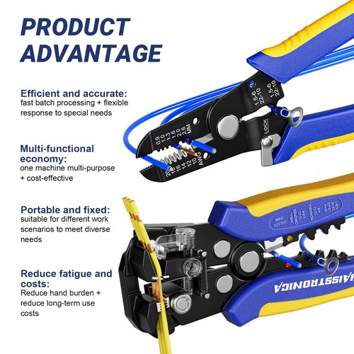 haisstronica Wire Stripper Tool Set, 10-24 AWG Self-Adjusting & Manual, Heavy Duty Electrical Wire Strippers for Electronics Repair, Electrician Wiring, DIY Projects