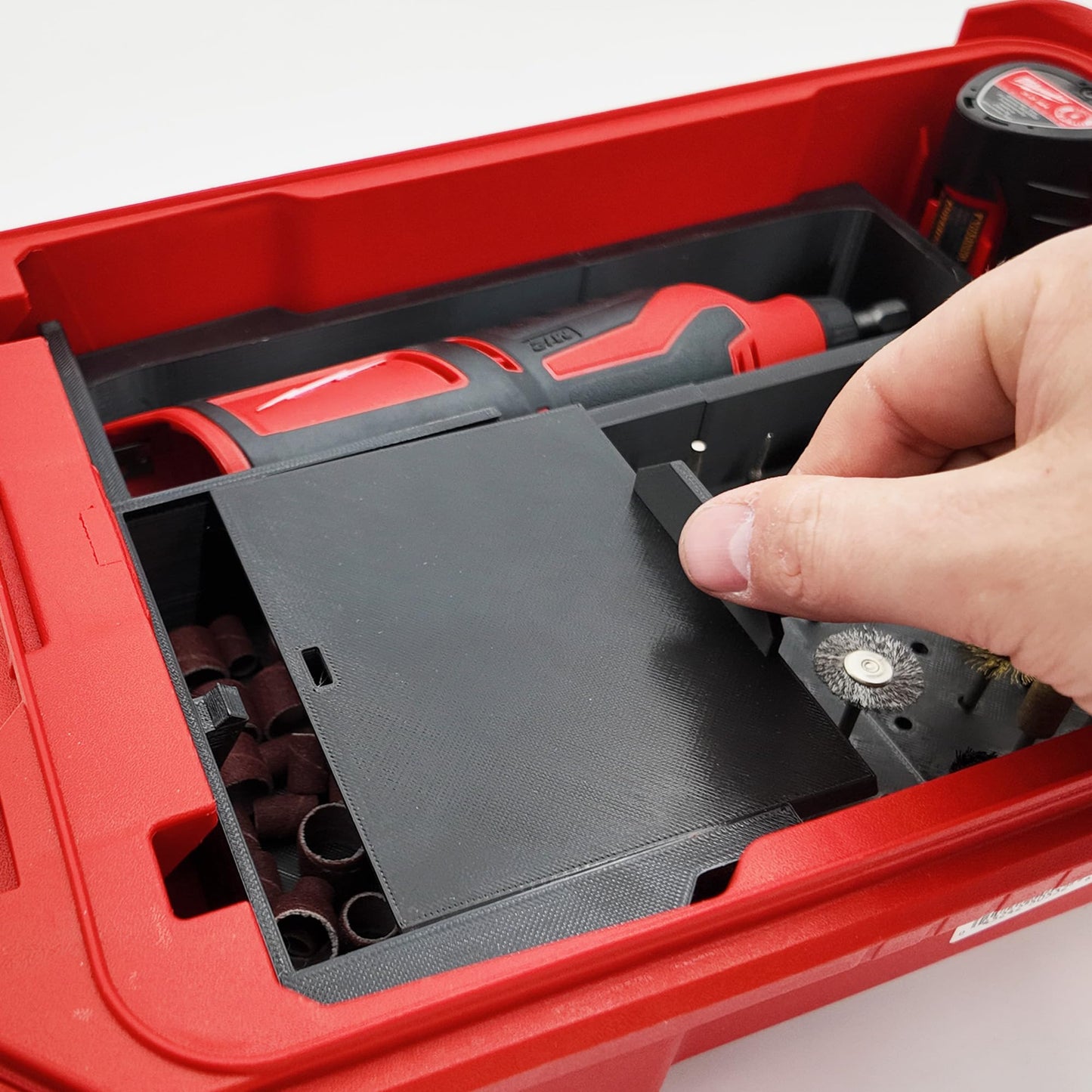 M12 Rotary Packout Organizer with Drawer and Bit Storage for Milwaukee Packout Compact Tool Box- Battery, bits, and Blade Storage- Liner Only