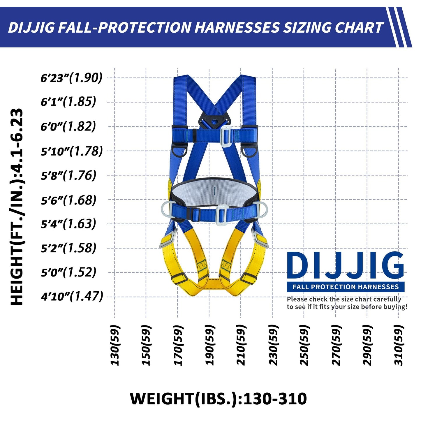 Universal Full Body Fall Protection Safety Harness with Dorsal D-Ring and Mating Buckle Legs，roofing harness construction harness ANSI/ASSP Compliant,internal Shock Absorbing landyard&Hook