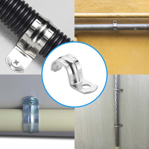 OHLECTRIC Heavy Duty Pipe Strap (100 Pack - ¾ Inch) Zinc-Plated Steel EMT Conduit Clamps - 1 Hole Reinforced Rib Design - Snap-On Installation - Metal Pipe Strap for EMT Conduits