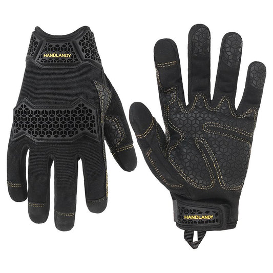 HANDLANDY Work Gloves for Men & Women, Utility Mechanic Working Gloves Touch Screen with Grip, Impact Tactical Gloves for Outdoor Activity (X-Large, 1 Pair)