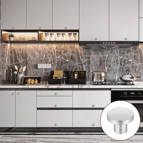 Ubamdom 20 Pack Brushed Satin Cabinet Knobs Round Kitchen Drawer Knobs, Single Hole Cabinet Pulls 1.18 Inch (30MM) Silver Knob for Cabinets Kitchen Cabinets Hardware Furniture Hardware Drawer Handle