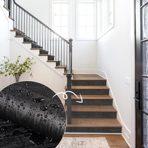 Black Wood Contact Paper Peel and Stick Wallpaper 15.7"x 118.1" Vinyl Wood Grain Wall Paper Thicken Textured Self Adhesive Removable for Furniture Wall CounterTop Peel and Stick Waterproof