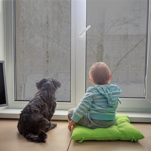 MAGZO Pet Proof Window&Door Screen Replacement Mesh, 48" W x 99" L, Best Vinyl Coated Polyester Dog Cat Resistant Heavy Duty, Net Netting Curtain Wire Roll Repair Kit for Patio/Porch/Sliding, Black