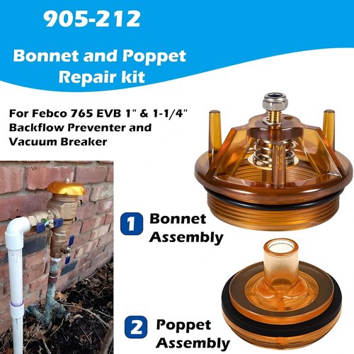 905-212 Repair Kit for Febco 765-1, Bonnet and Poppet Repair Kit fit 765 Vacuum Breakers and Backflow Preventers Febco 765 1 Inch And 1 1/4 Inch