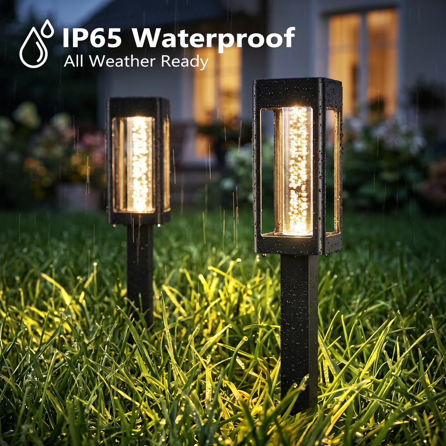 Brizled Solar Pathway Lights Outdoor, 6 Pack Bright Glowing Bubble LED Solar Lights Outdoor Garden Lighting, Waterproof Landscape Lighting for Outside Yard Path Lawn Walkway Driveway Decor, Warm White