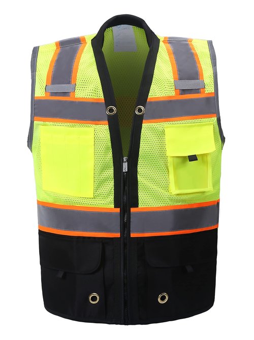 Shine Bright Safety Vest - High Visibility with Reflective Straps and Pockets – Premium, Soft, Durable, and Breathable – ANSI CLASS 2 (Size Medium, Black)