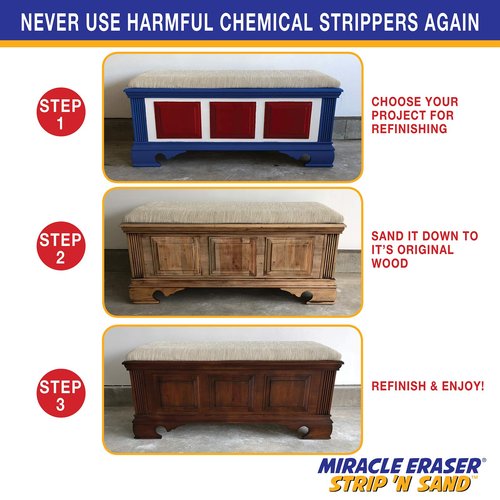 Miracle Eraser Strip 'N Sand Paint Remover | Non-Toxic, Chemical-Free Paint Stripper | Contour Sanding Blocks | Wood & Metal Surfaces | Ideal for Ornate Furniture & Fine Detailed DIY Projects