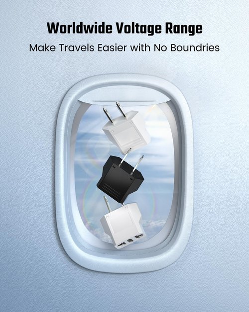 European to US Plug Adapter, SUPERDANNY EU to US Plug Adapter Converts 2-Prong Type A for Plugging in Type C, E, F, L, N Plugs, 660W 6A Max 110-250V Travel Plug for Europe to USA, White, 4-Pack