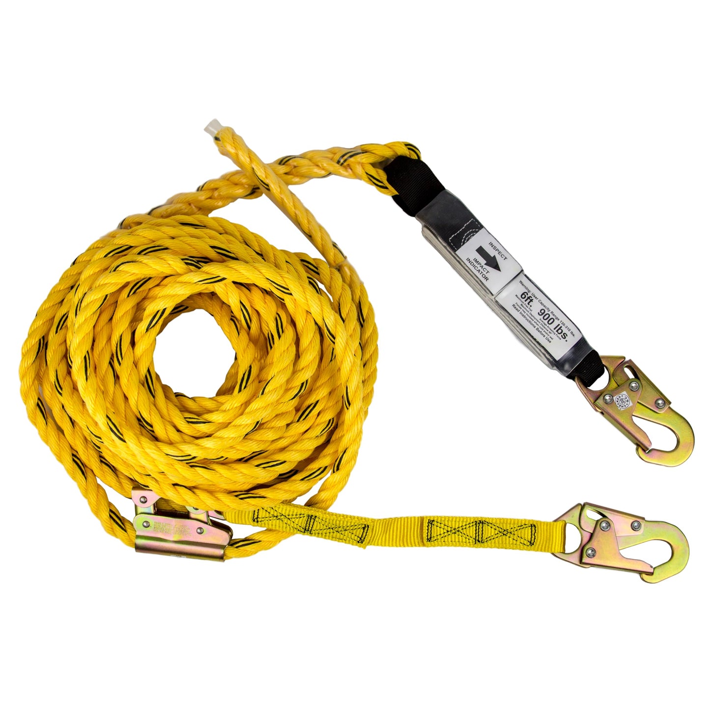 Guardian 00815 Rooftop Safety Kit - 50 ft Vertical Lifeline Assembly | Reusable Temper Anchor | Full Body Harness | Yellow Storage Bucket
