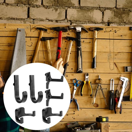 6pcs Storage Shed Hooks for Suncast, Black J U Y-Shape Hanger Tool Heavy Duty Tool Hangers Hooks Garden Shed Accessories for Suncast Garage Wall Organization